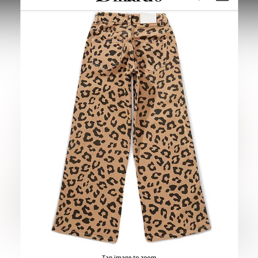KatieJ NYC Big Girls Chicago Leopard-Print Low-Rise Wide-Leg Jeans